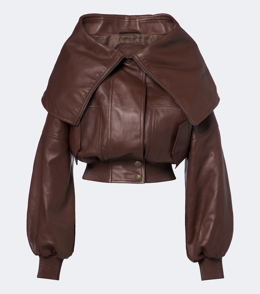 Cropped Leather Blouson Jacket