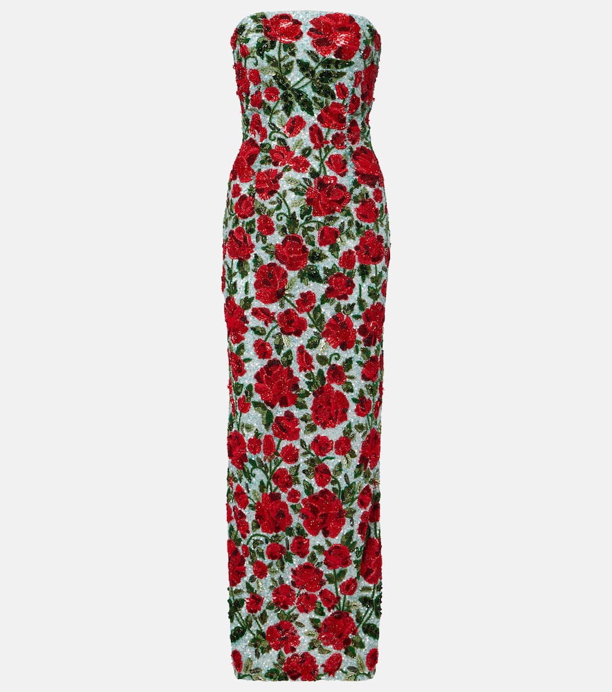 La Fuori Là Fuori Crimson Rose Sequined Gown In Blue