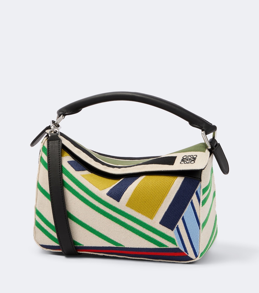 Borsa Puzzle Small in canvas con ricamo