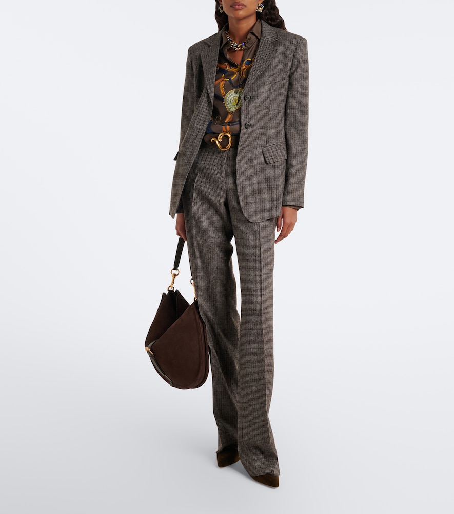 Etro Checked Wool Blazer In Brown