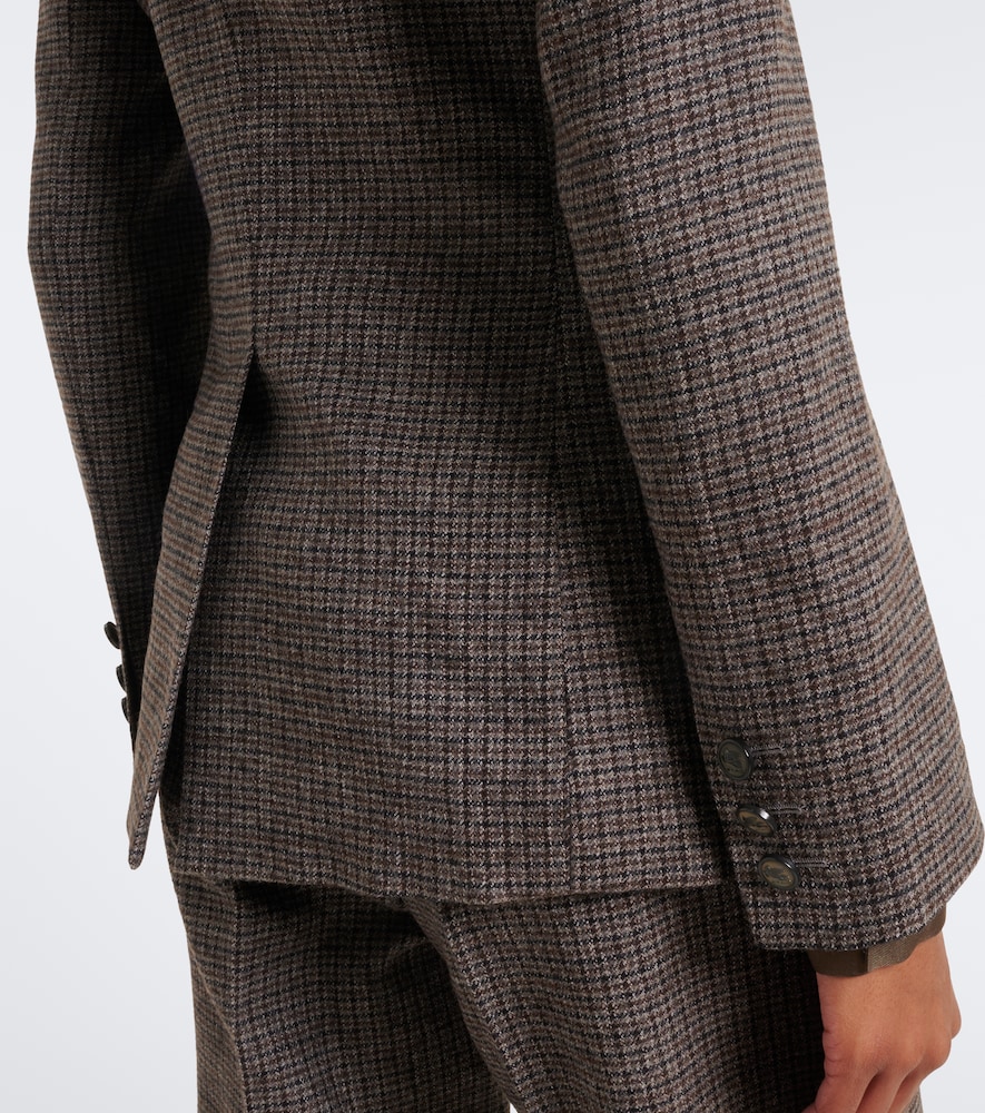 Etro Checked Wool Blazer In Brown