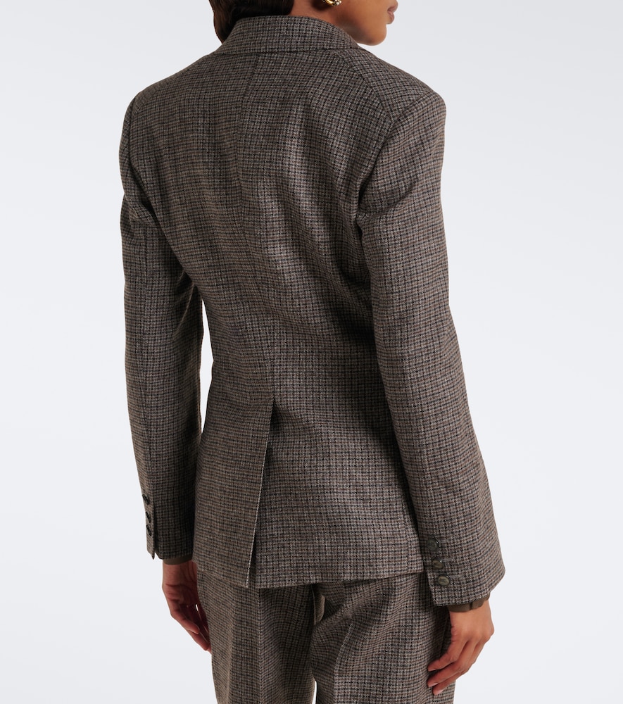 Etro Checked Wool Blazer In Brown