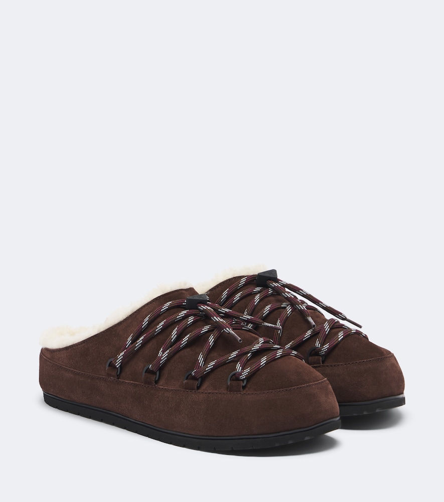 Mules in suede con shearling