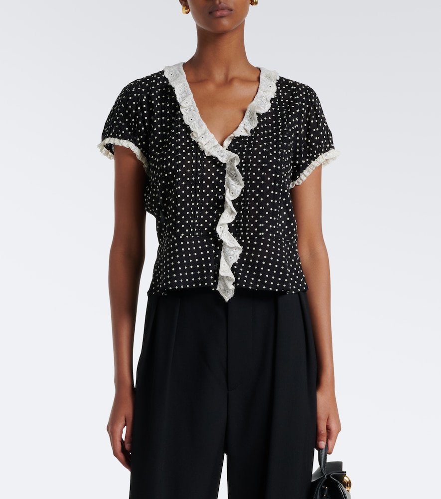 Dôen Orella Polka-Dot Cotton Voile Top