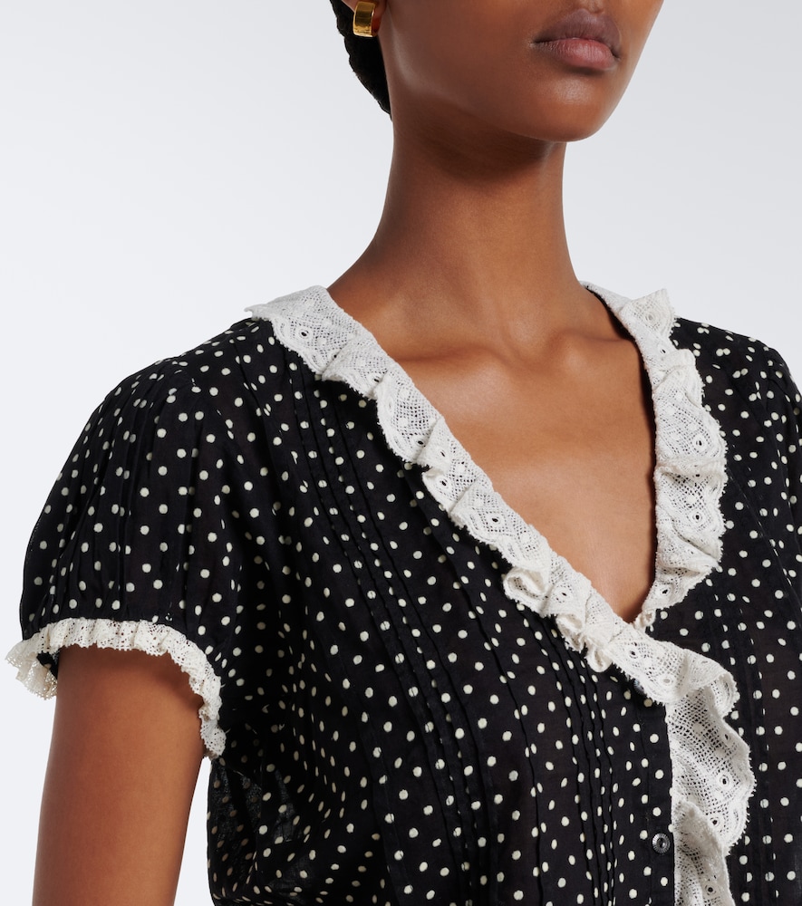 Dôen Orella Polka-Dot Cotton Voile Top