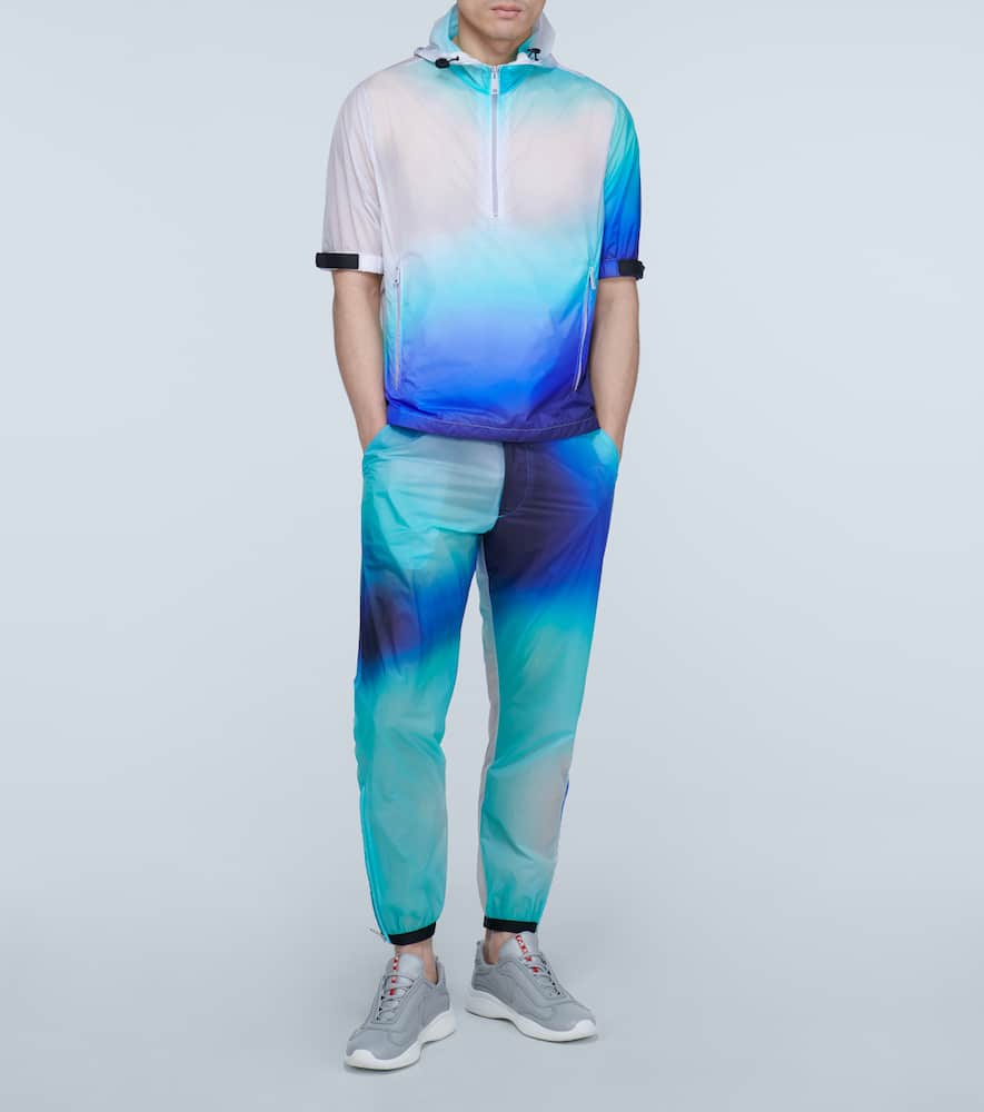 Prada Short-sleeved Lightweight Jacket In Blue