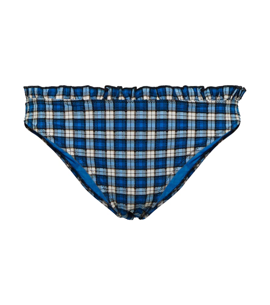 Ganni Checked low-rise bikini bottoms
