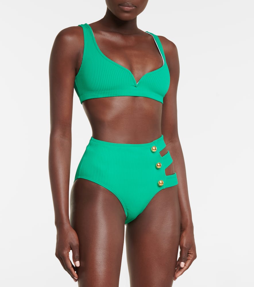 Alexandra Miro Kamala Ribbed Bikini Top In Emerald