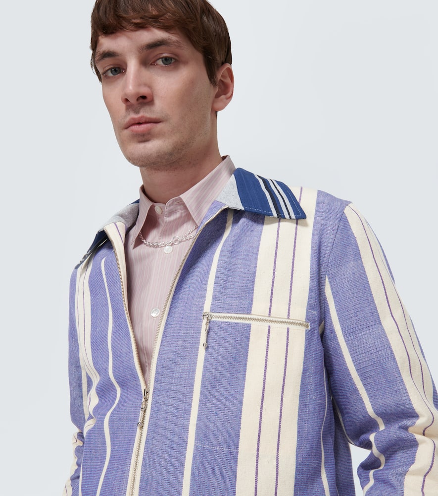 Shop Wales Bonner Atlantic Striped Cotton Twill Jacket In Blue & White