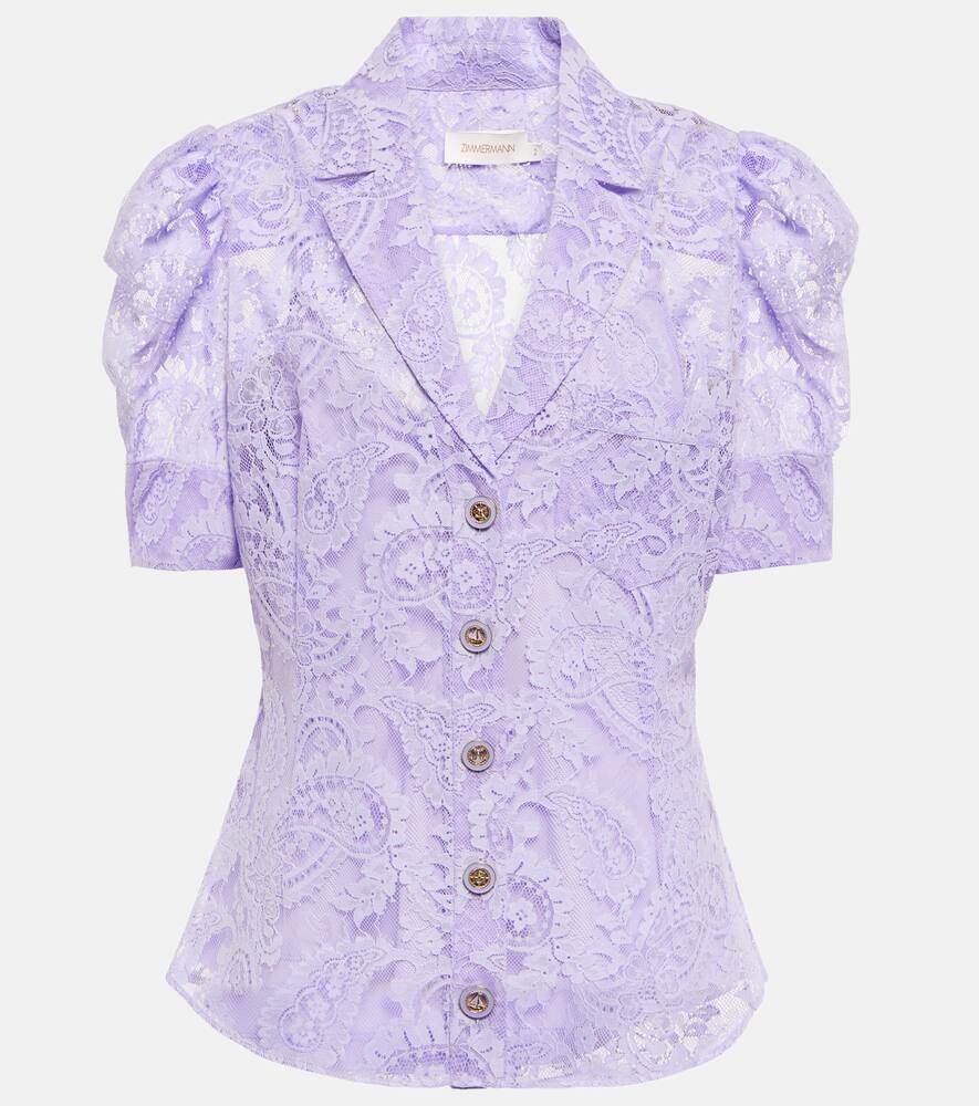 Zimmermann High Tide Cotton-blend Lace Shirt In Periwinkle