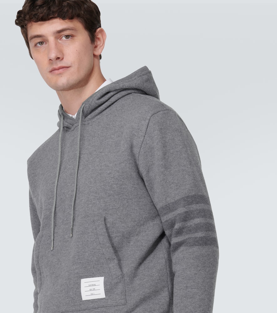 Shop Thom Browne 4-bar Virgin Wool Hoodie In Grey