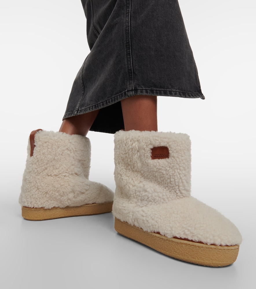 Shop Isabel Marant Frieze Shearling Ankle Boots In White