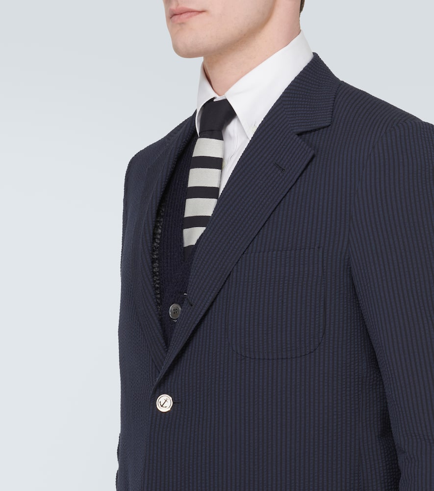 Shop Thom Browne Seersucker Wool Blazer In Blue