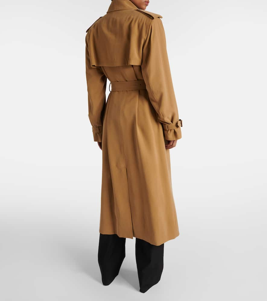 Shop Saint Laurent Twill Trench Coat In Braun