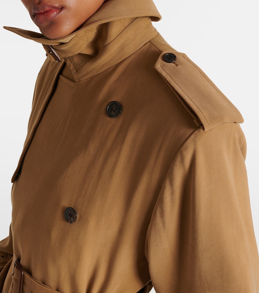 Shop Saint Laurent Twill Trench Coat In Braun