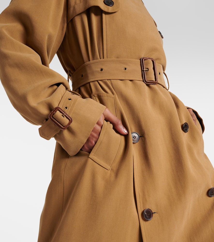 Shop Saint Laurent Twill Trench Coat In Braun