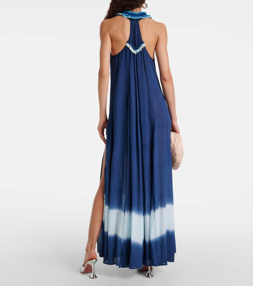 Shop Poupette St Barth Nava Floral Maxi Dress In Blue