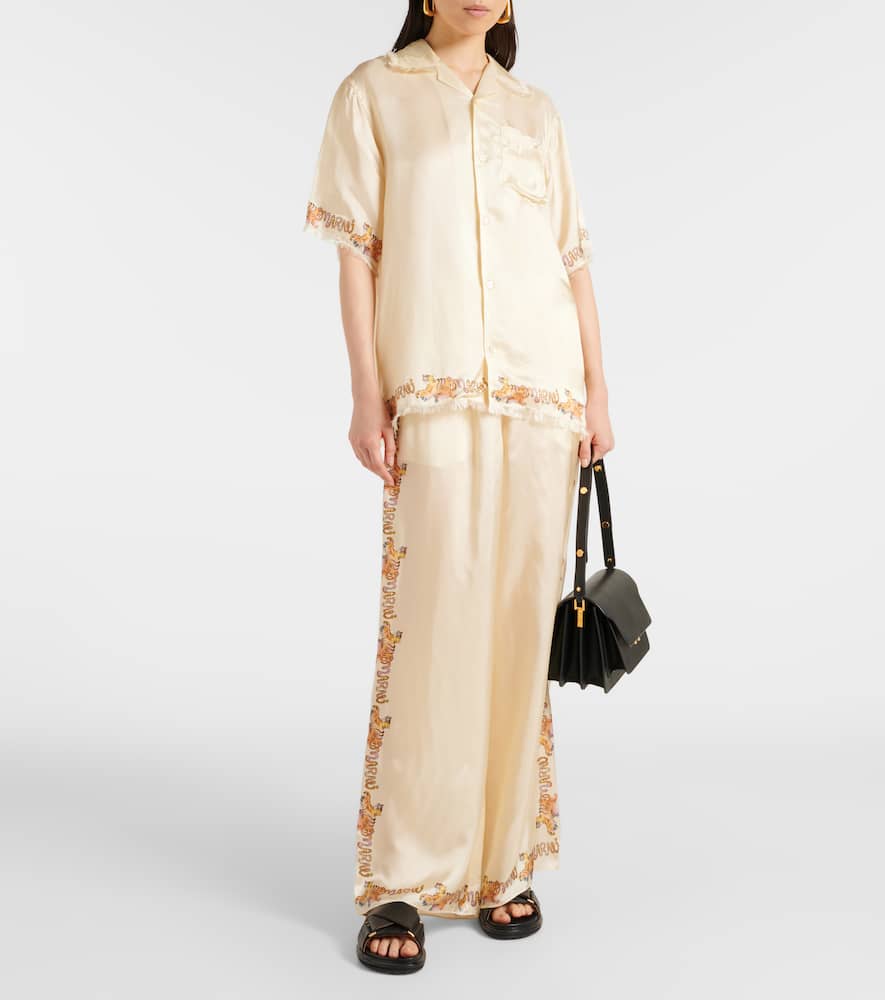 Marni Printed Satin Shirt In White