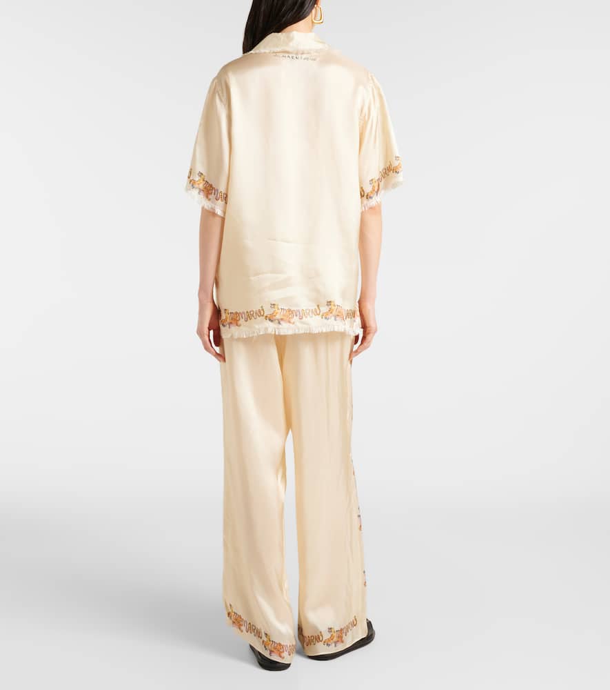 Marni Printed Satin Shirt In White