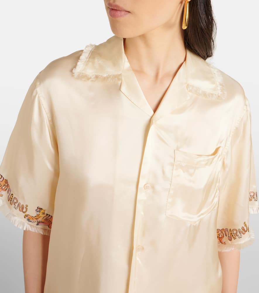 Marni Printed Satin Shirt In White