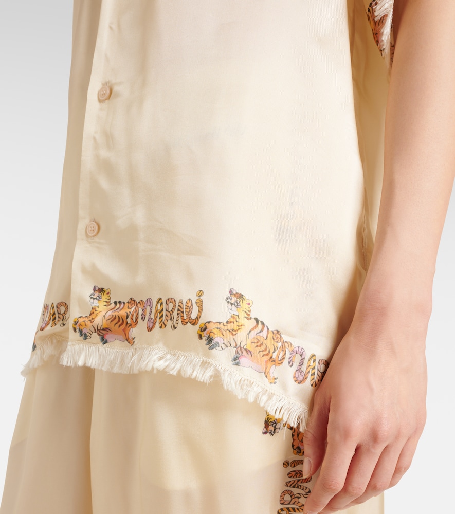 Marni Printed Satin Shirt In White
