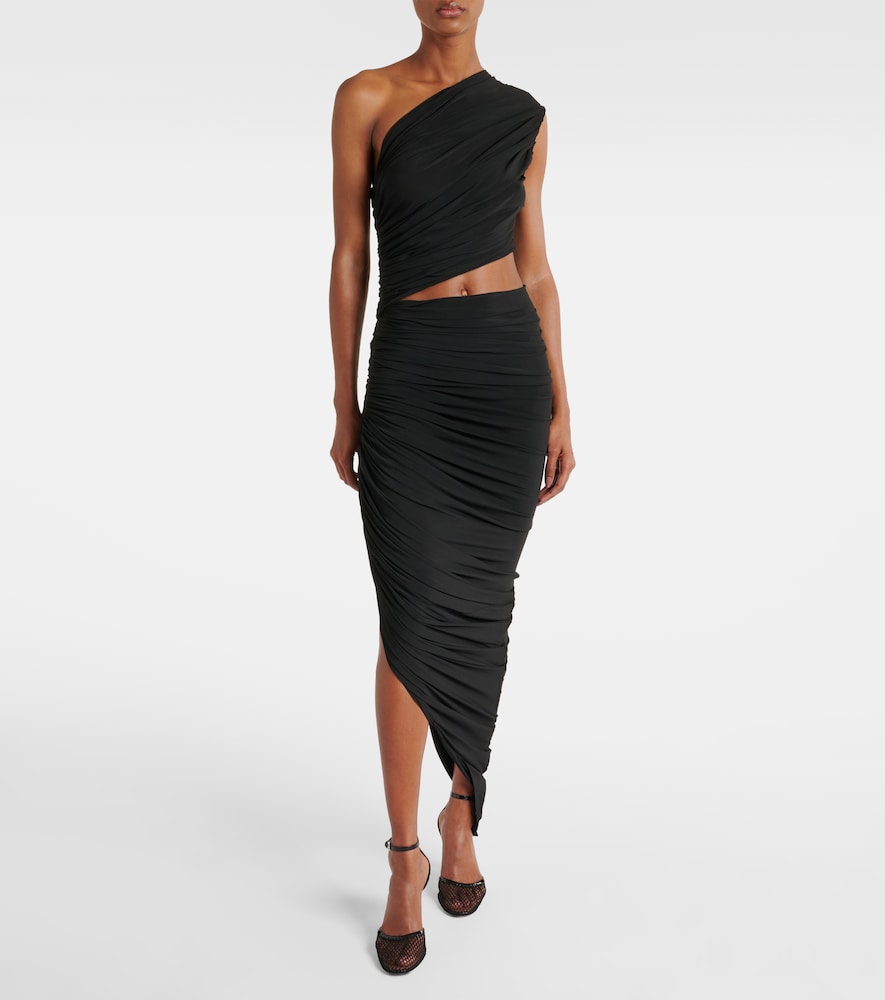 Alaïa Cutout ruched jersey midi dress