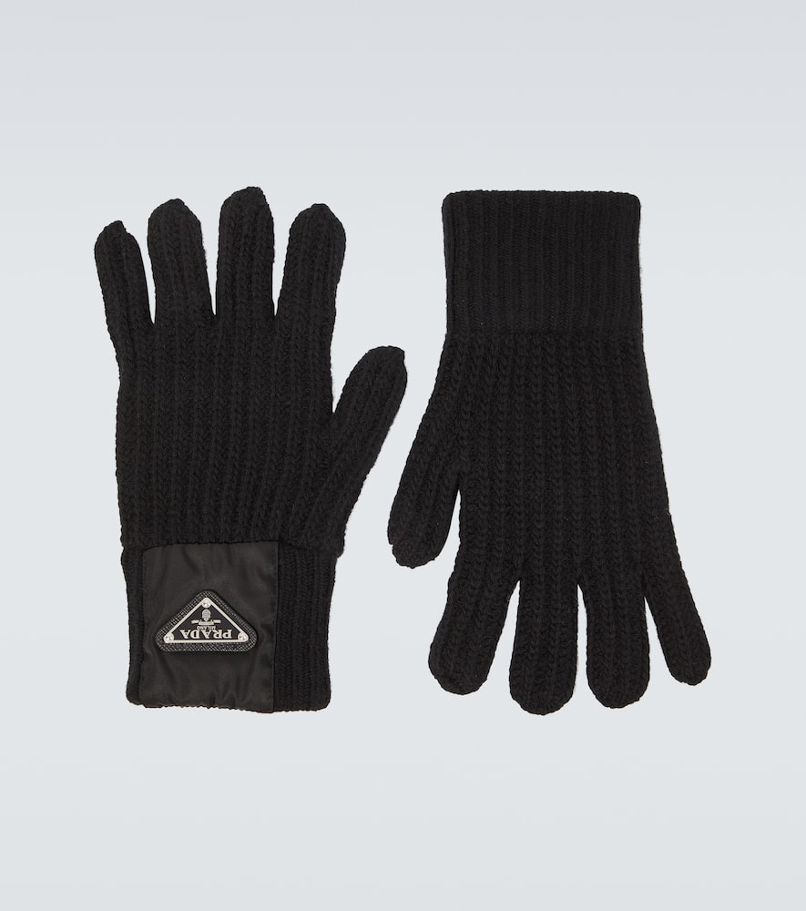 Ribbed-knit wool and cashmere gloves