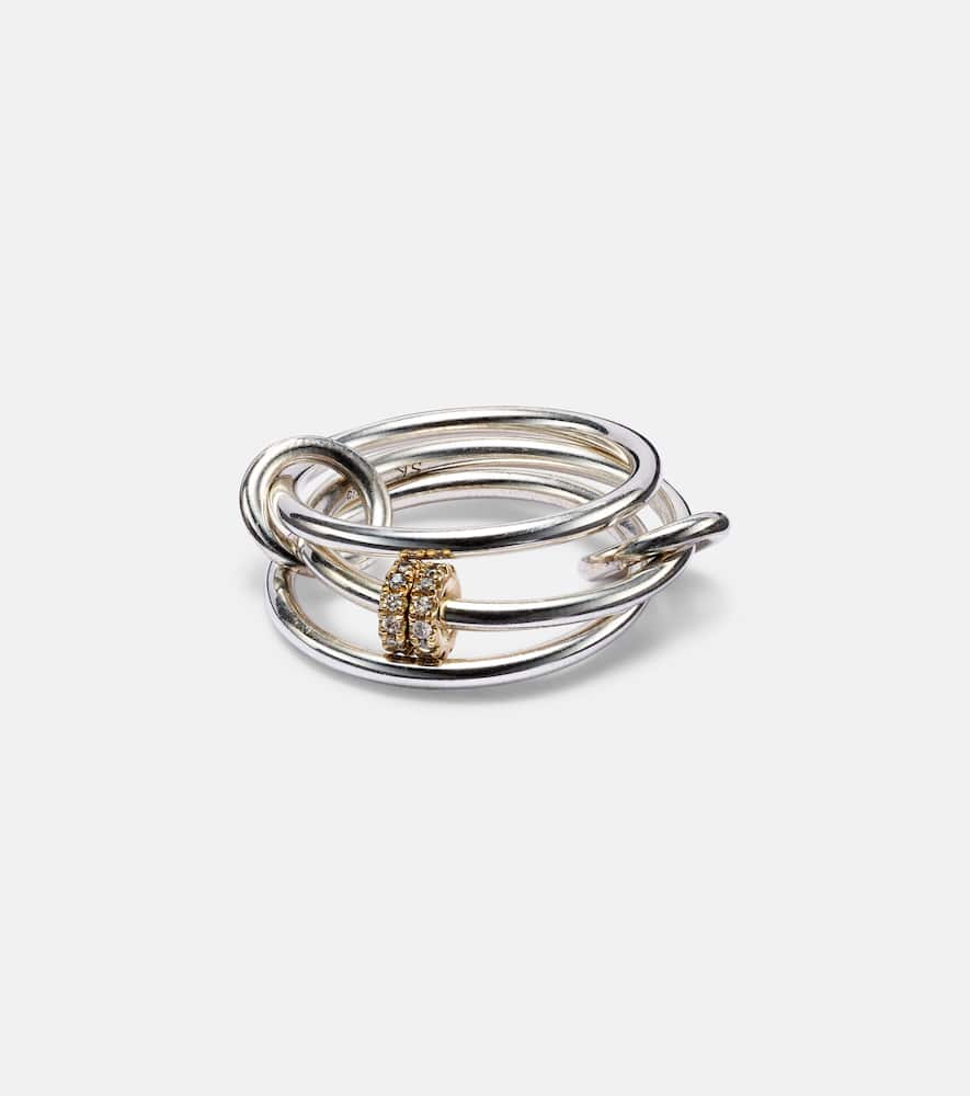 Spinelli Kilcollin Sterling Silver Linked Rings With Diamonds In Silver