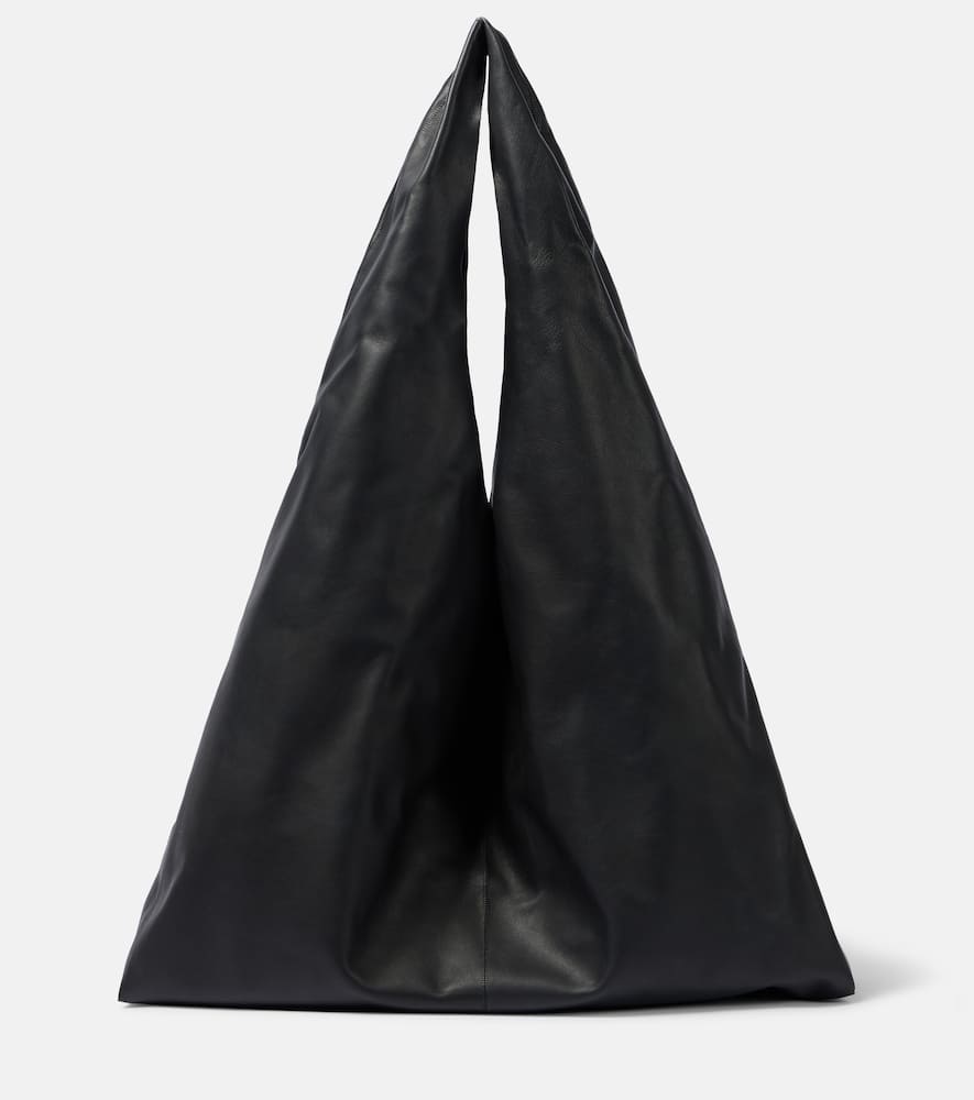The Row Bindle Medium Leather Tote Bag In Black Ans