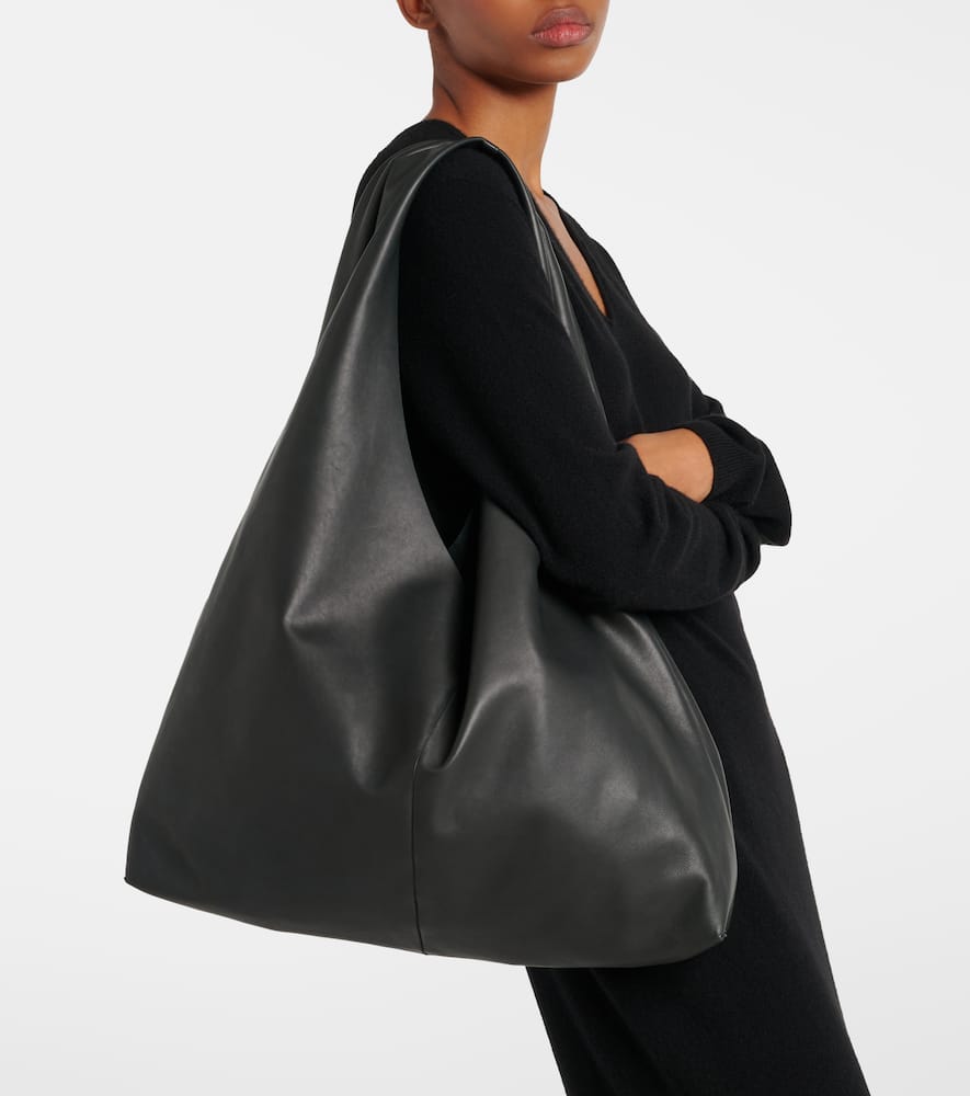 The Row Bindle Medium Leather Tote Bag In Black Ans