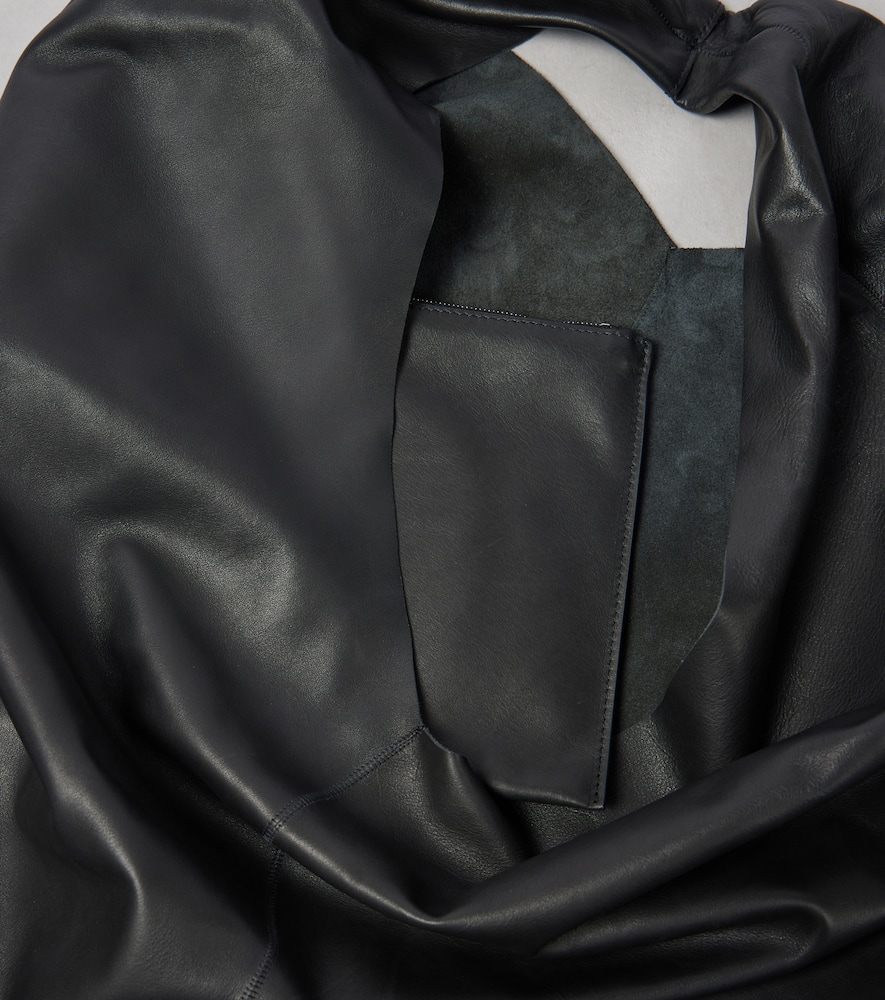 The Row Bindle Medium Leather Tote Bag In Black Ans
