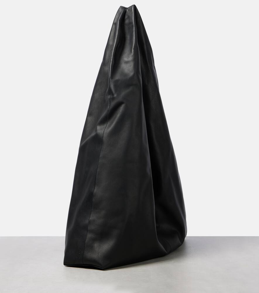 The Row Bindle Medium Leather Tote Bag In Black Ans