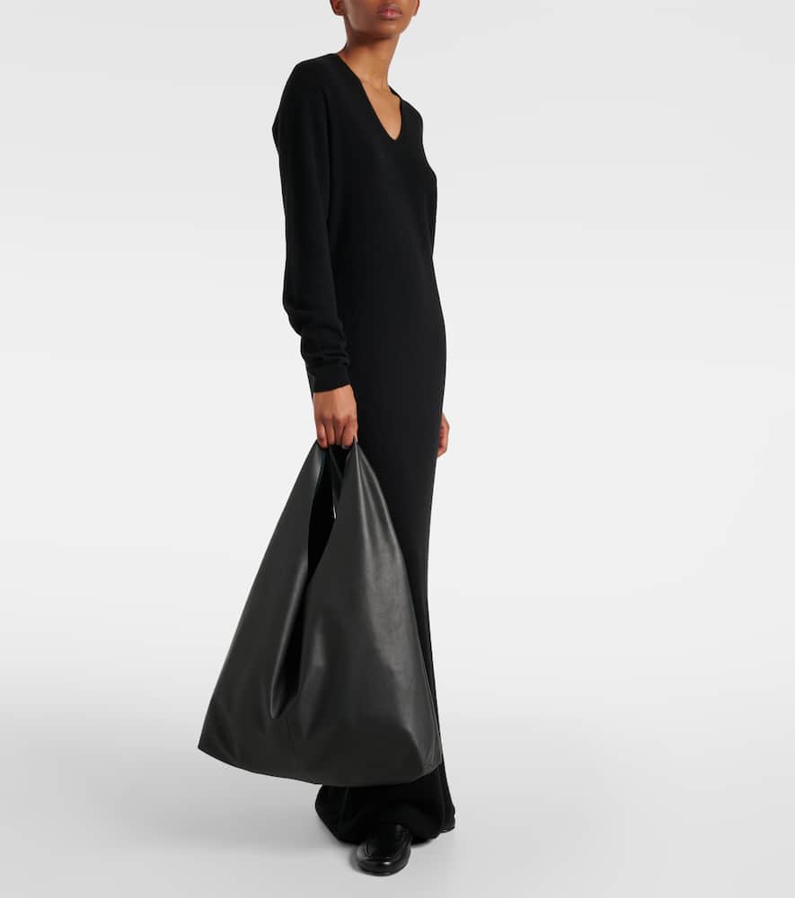 The Row Bindle Medium Leather Tote Bag In Black Ans