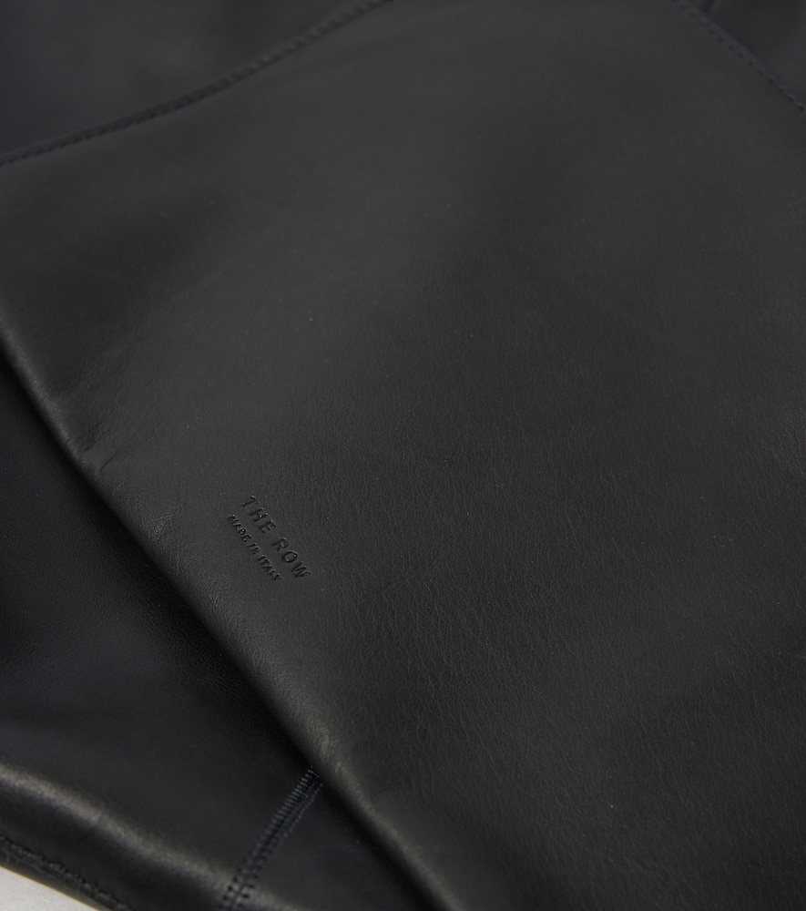 The Row Bindle Medium Leather Tote Bag In Black Ans