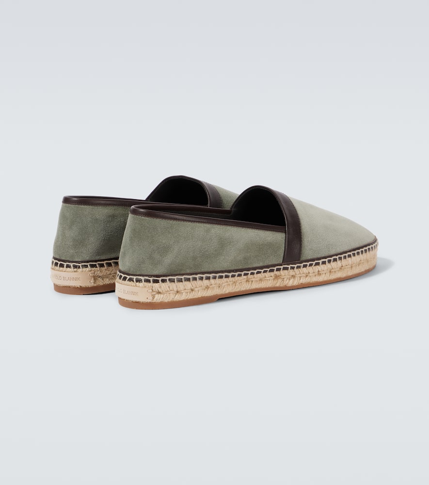 Manolo Blahnik Nerano Suede Espadrilles In Grün