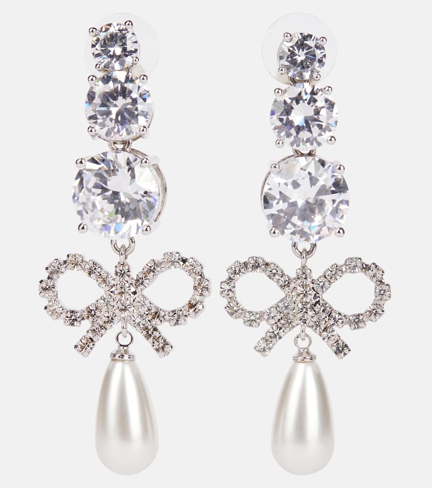 Self-Portrait Crystal-embellished faux pearl drop earrings