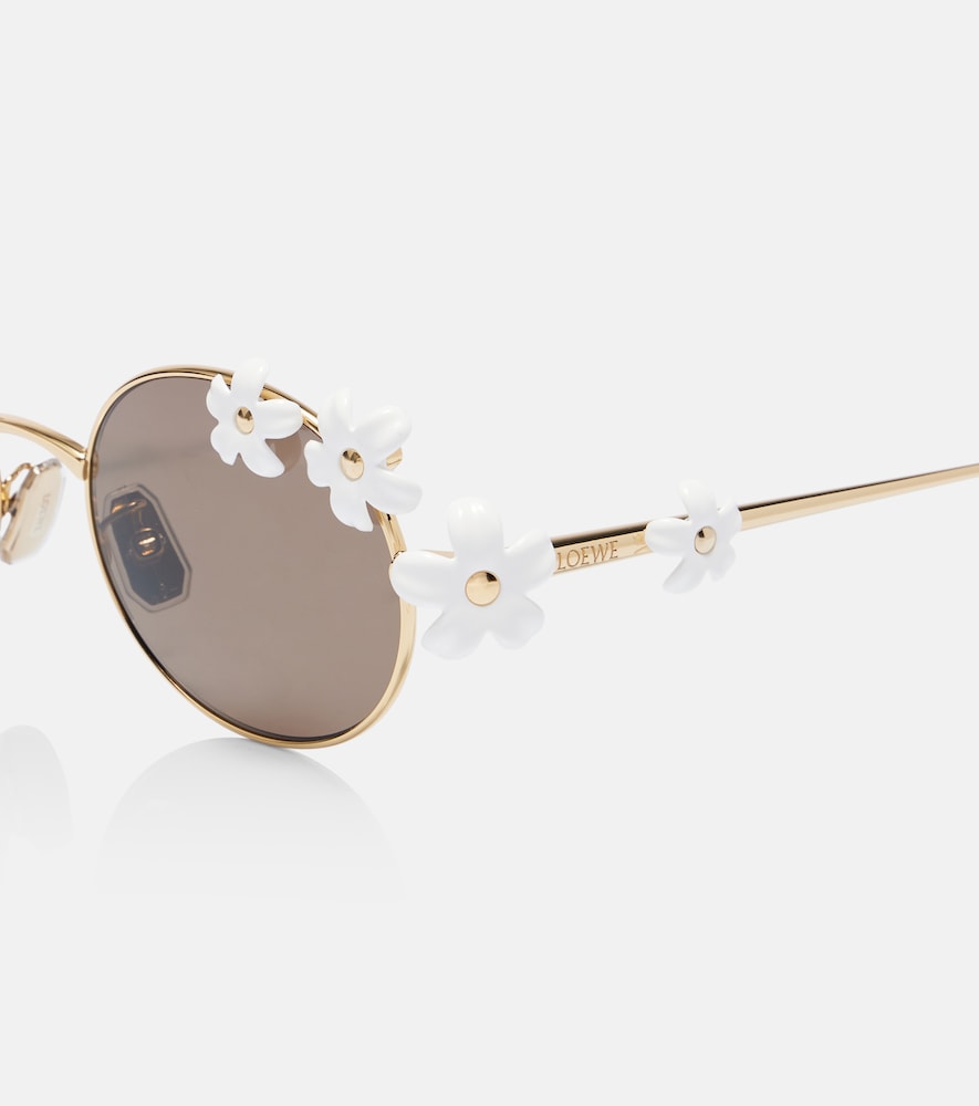 Loewe Daisy Field Round-frame Metal Sunglasses In Gold