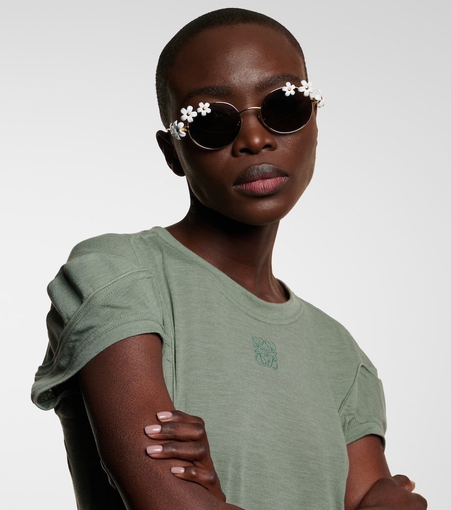 Loewe Daisy Field Round-frame Metal Sunglasses In Gold