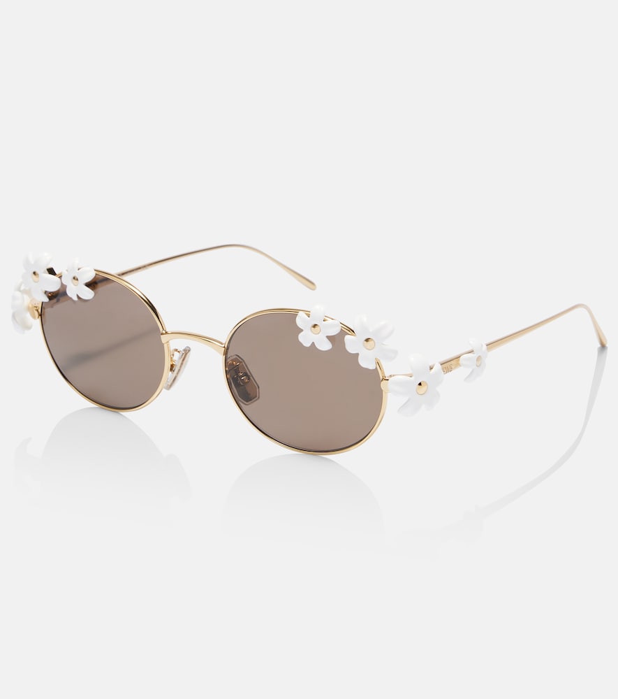 Loewe Daisy Field Round-frame Metal Sunglasses In Gold