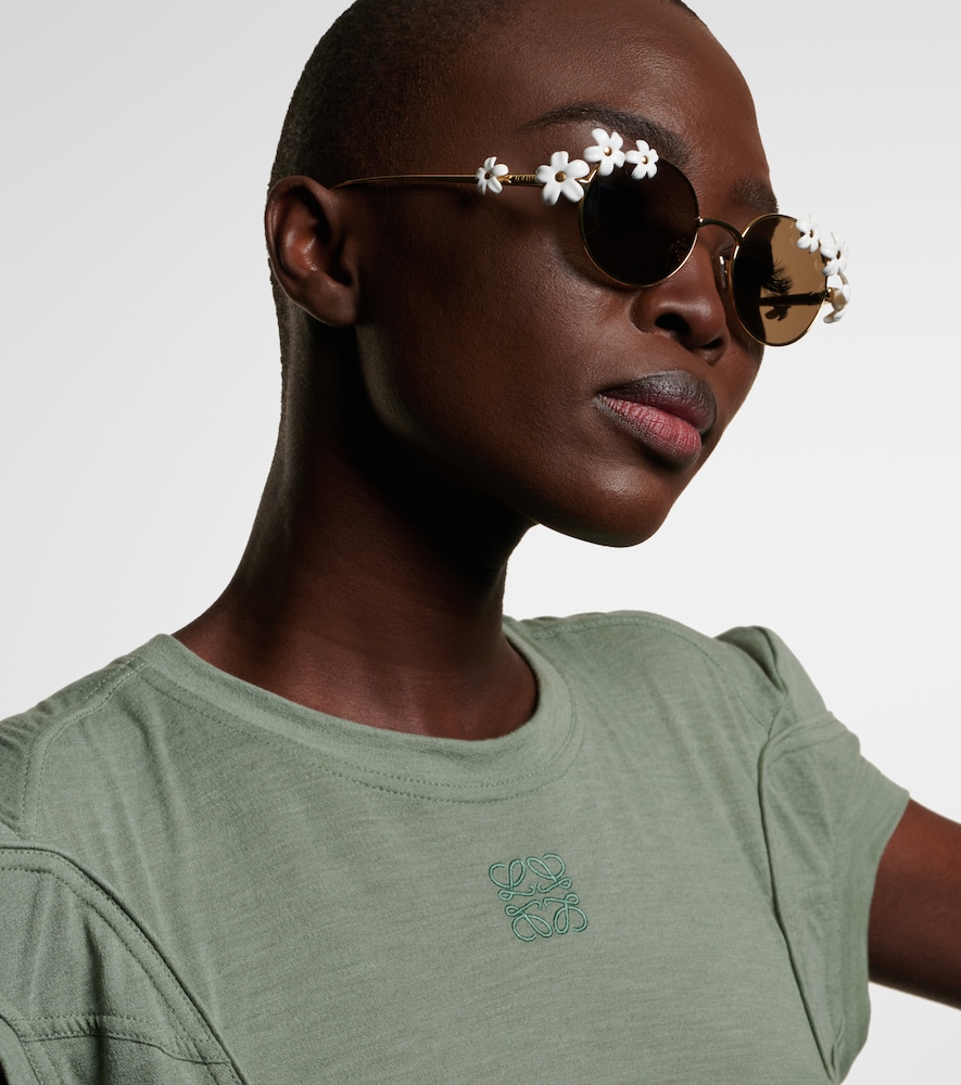 Loewe Daisy Field Round-frame Metal Sunglasses In Gold