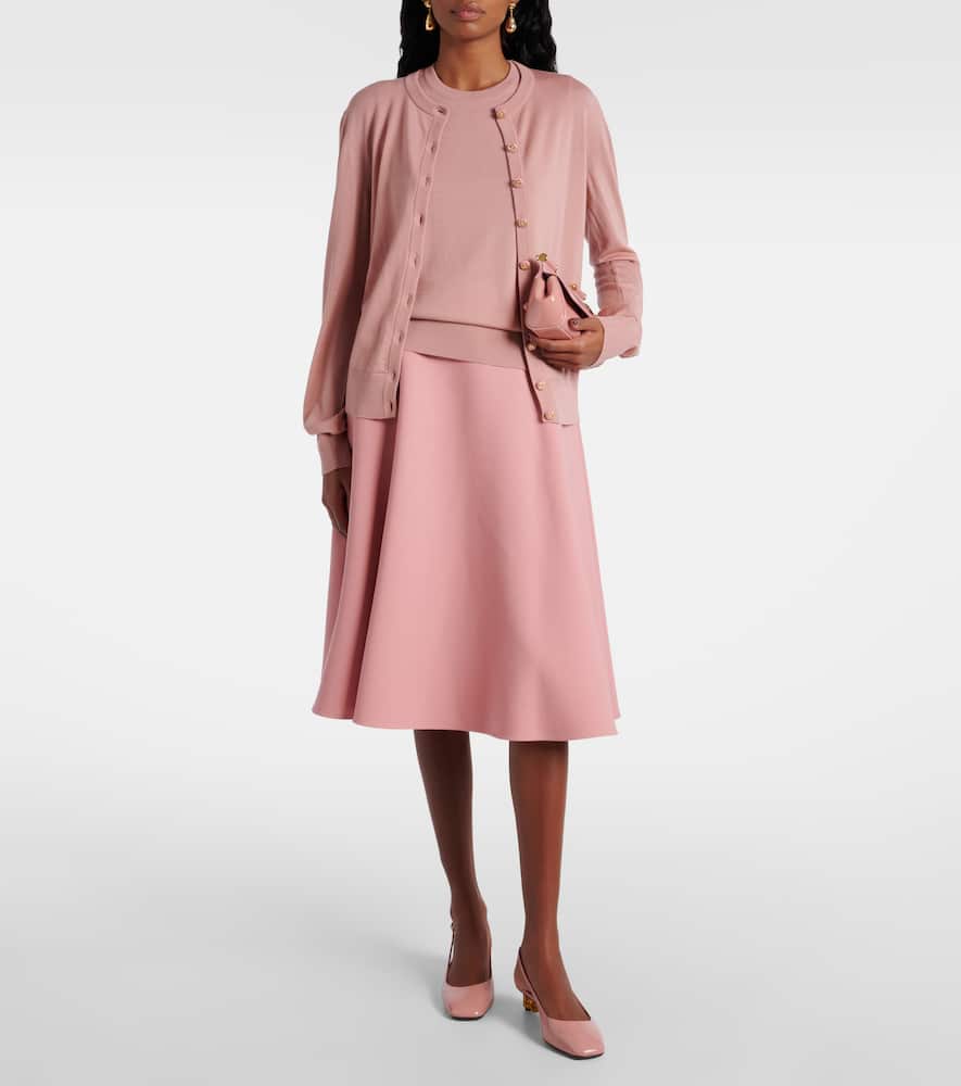 Dolce & Gabbana Virgin Wool Midi Skirt In Pink
