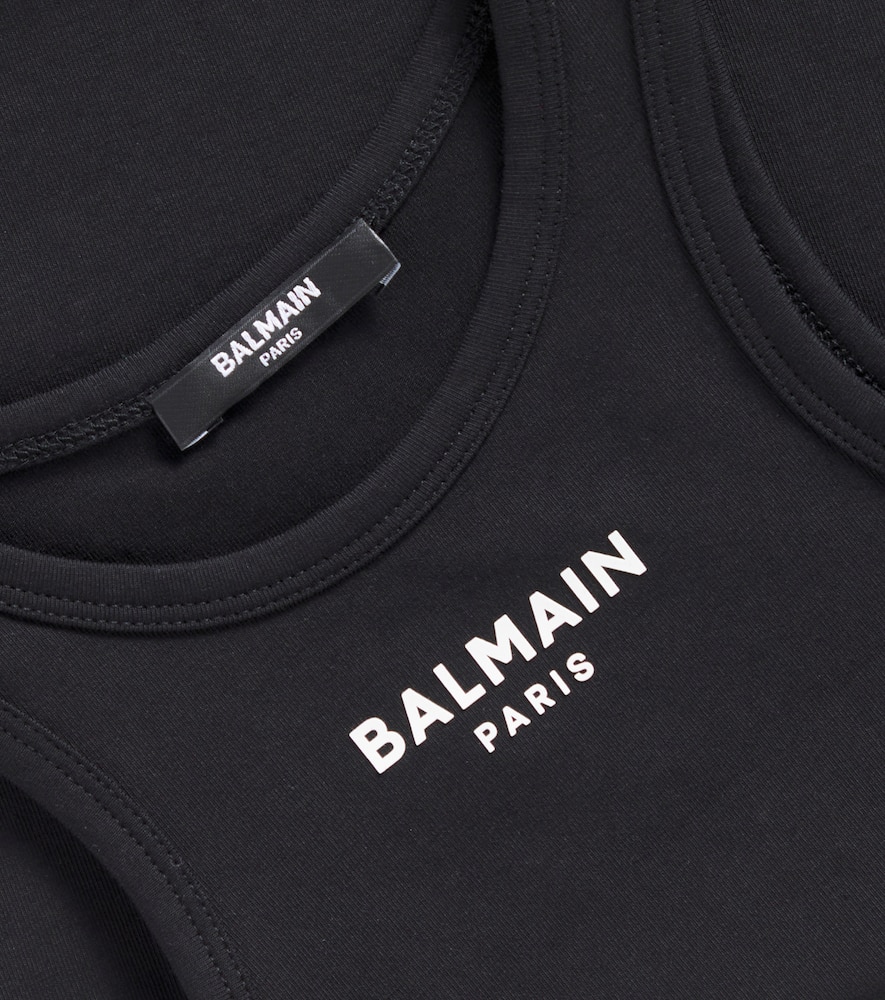 Balmain Logo Cotton Jersey Tank Top In Schwarz