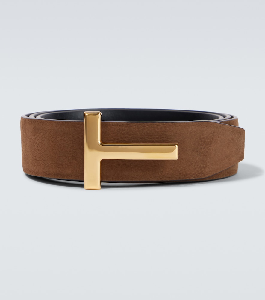 Tom Ford Men's Brown T Icon Reversible Leather Belt Inch Size 42