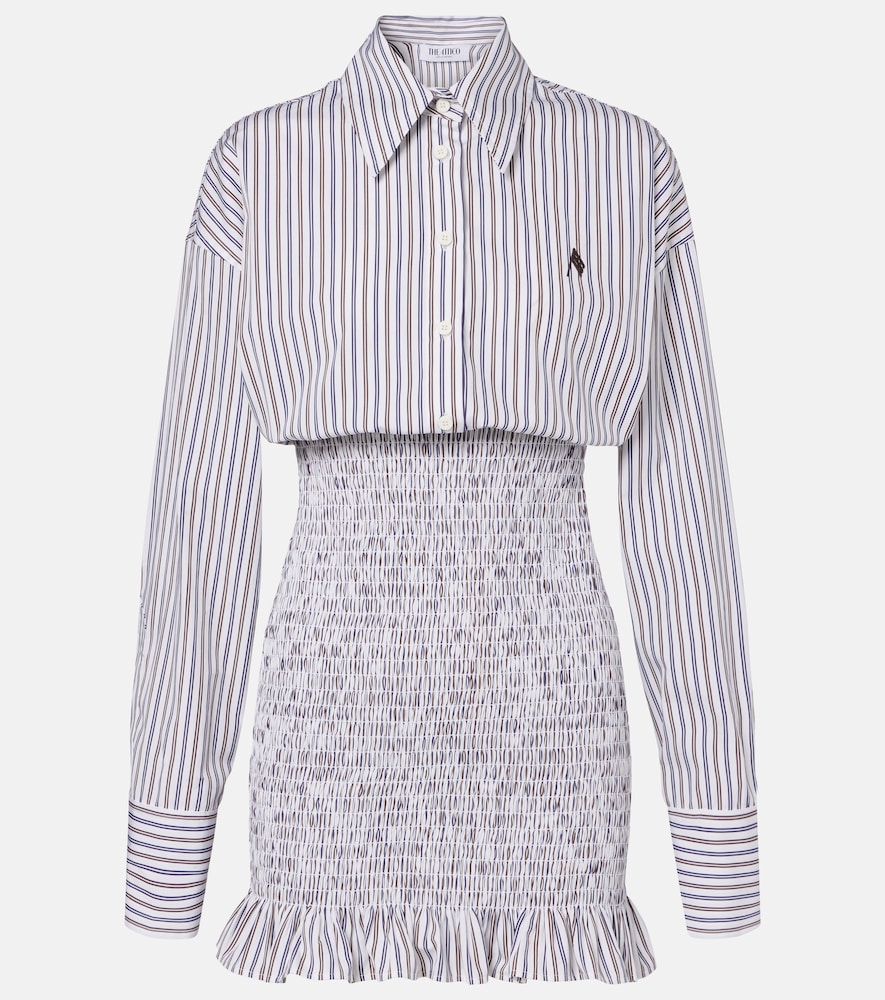 The Attico Women's Multicoloured Striped Ruched Cotton Shirt Dress UK Size 14 - Mytheresa