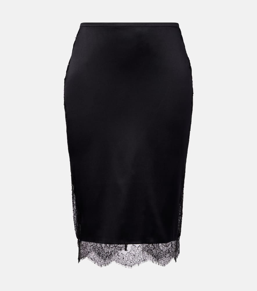 Silk-blend crêpe satin pencil skirt