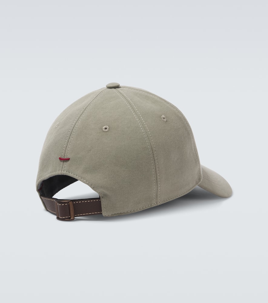 Brunello Cucinelli Logo Embroidered Gabardine Baseball Cap In Green
