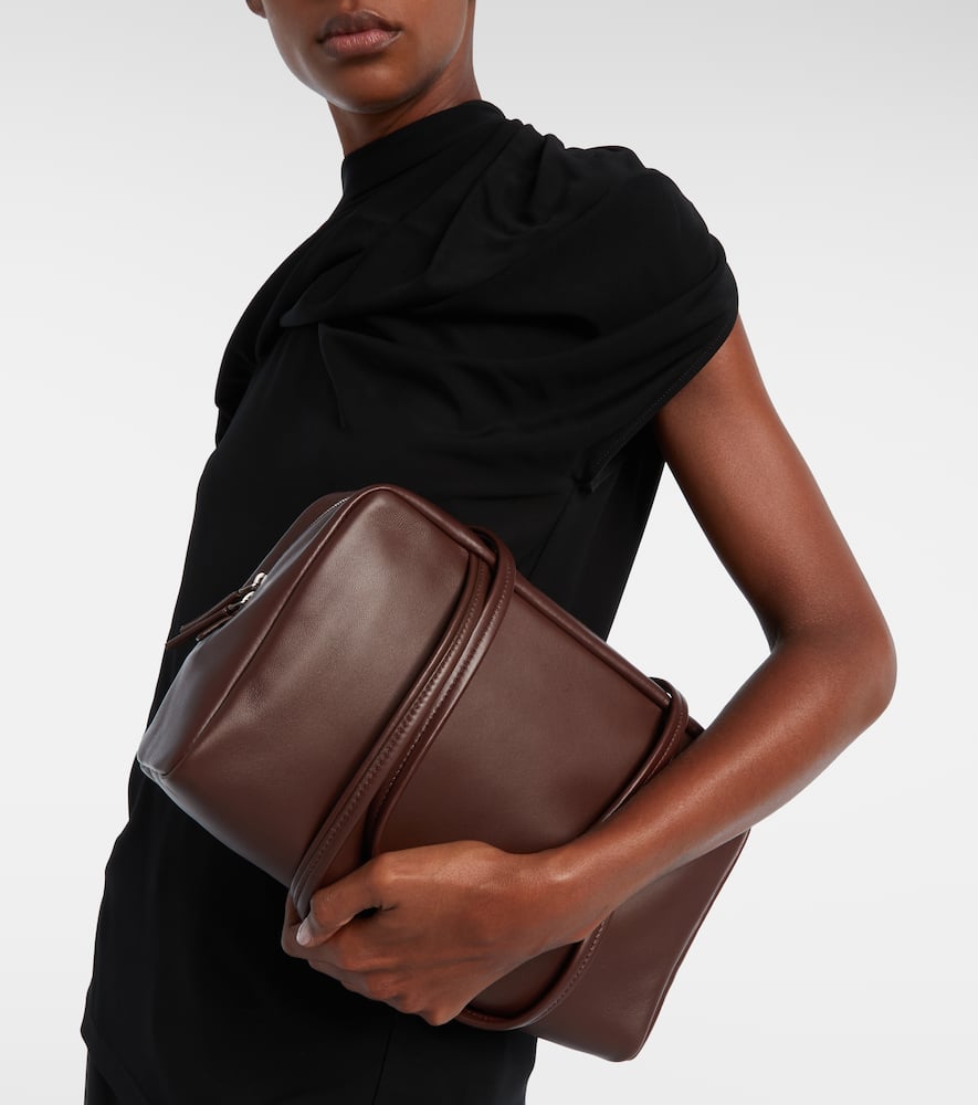 The Row Astra Leather Tote Bag In Brown