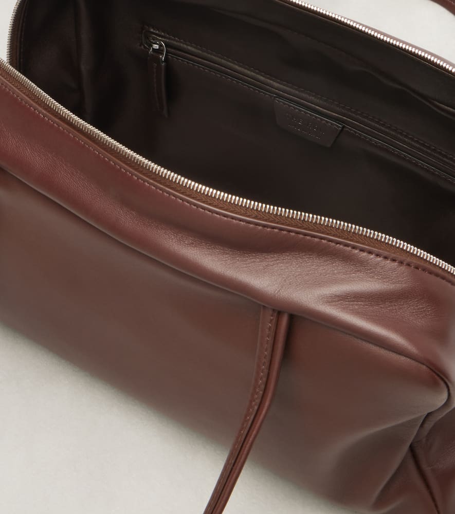 The Row Astra Leather Tote Bag In Brown