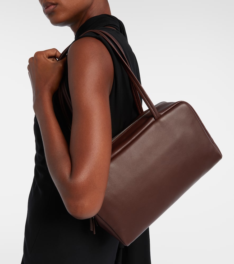 The Row Astra Leather Tote Bag In Brown