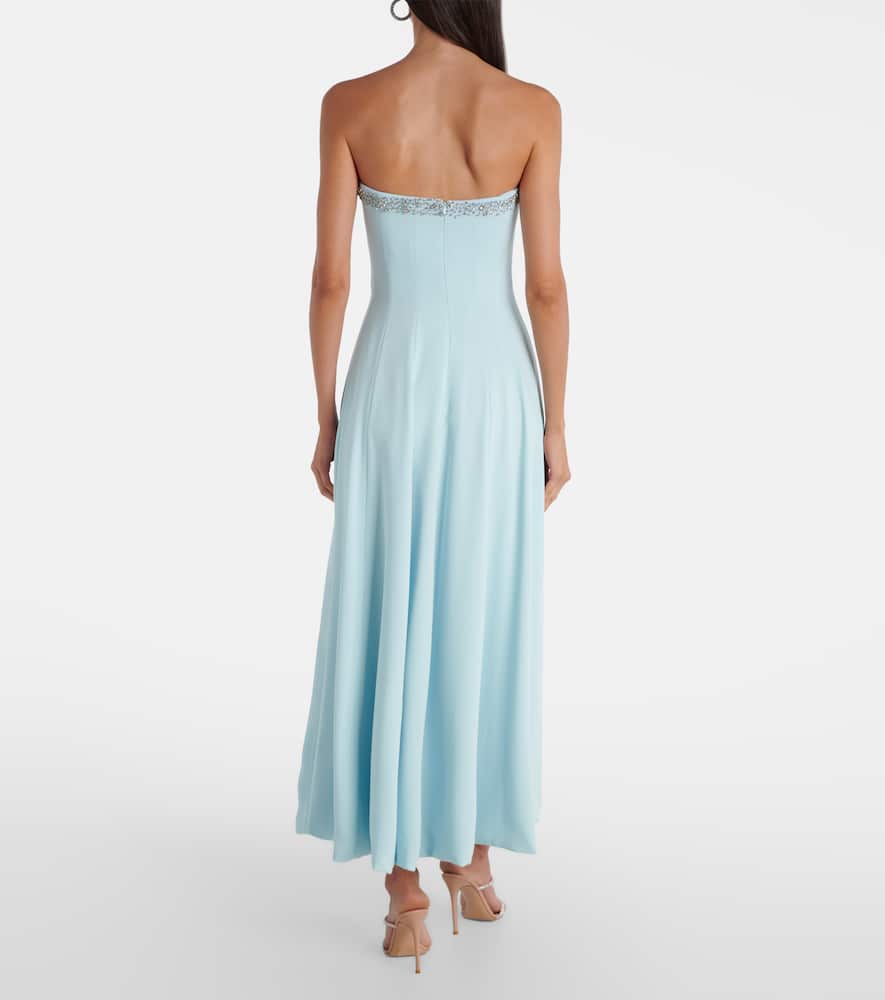 Costarellos Aldina Crystal-embellished Crêpe Midi Dress In Blue
